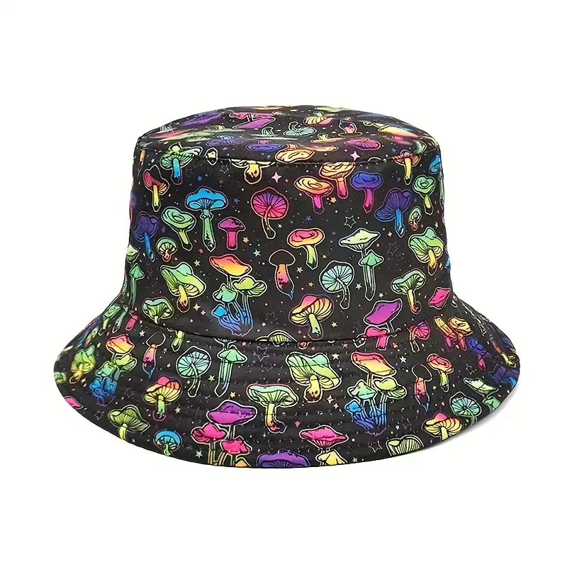Cartoon Print Trendy Bucket Hats Reversible Casual Sunshade Fisherman Cap Lightweight Bucket Hat for Women Men