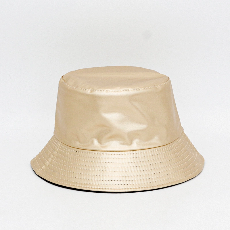 OEM&ODM New Fashion PU Men and Women Spring and Autumn British Style Leather Solid Colour Basin Cap Fisherman&prime;s Hat Bucket Hat