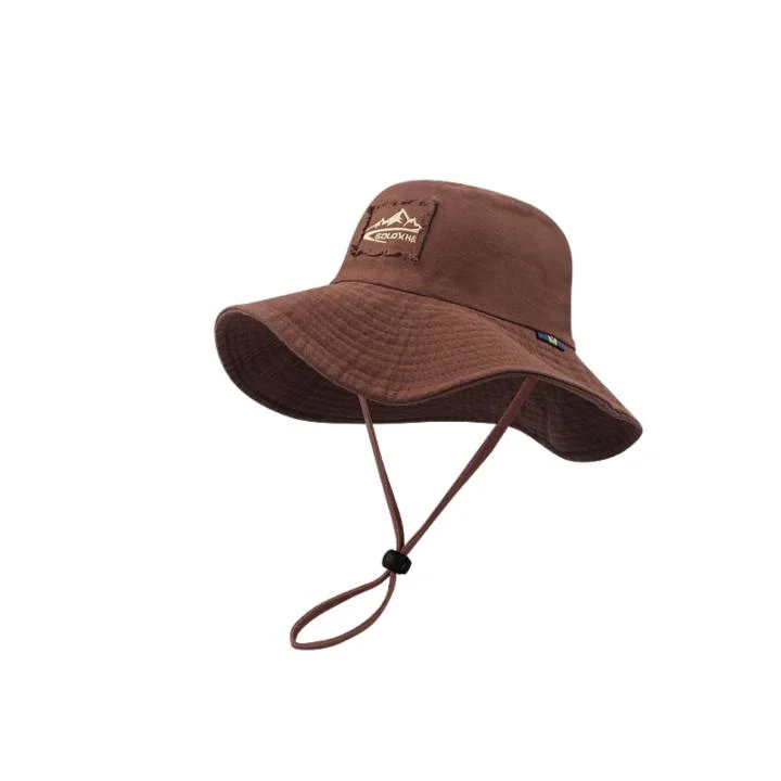 Manufacturer Custom Spring Summer Large Brim Sun Protection Climbing Hat Windproof Rope Bucket Hat Fisherman Hat