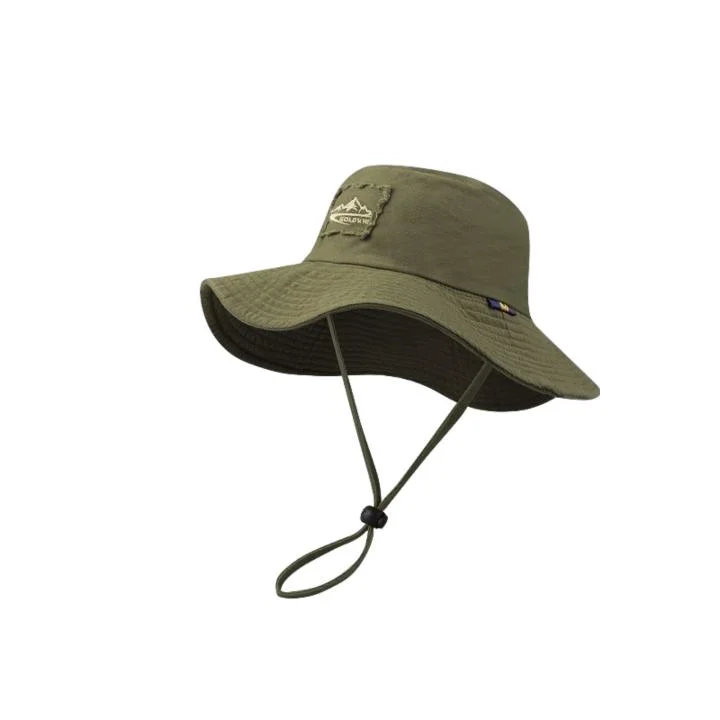 Manufacturer Custom Spring Summer Large Brim Sun Protection Climbing Hat Windproof Rope Bucket Hat Fisherman Hat