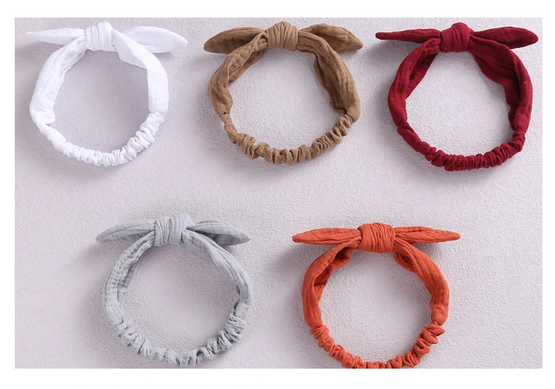 Handmade Soft Bow Knot Hoop Children&prime;s Loose Hair Hoop Cute Rabbit Ears Woolen Baby Knitted Hair Band Headband