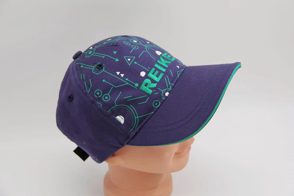 Child Summer Baseball Cap with Print and Embroidery Cotton Twill Fabric