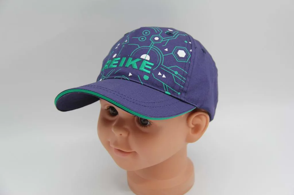 Child Summer Baseball Cap with Print and Embroidery Cotton Twill Fabric