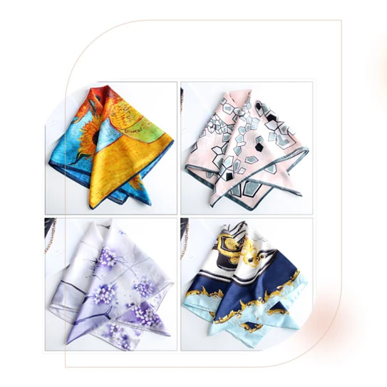 12mm Satin Silk Square Head Scarves Bandannas for Women