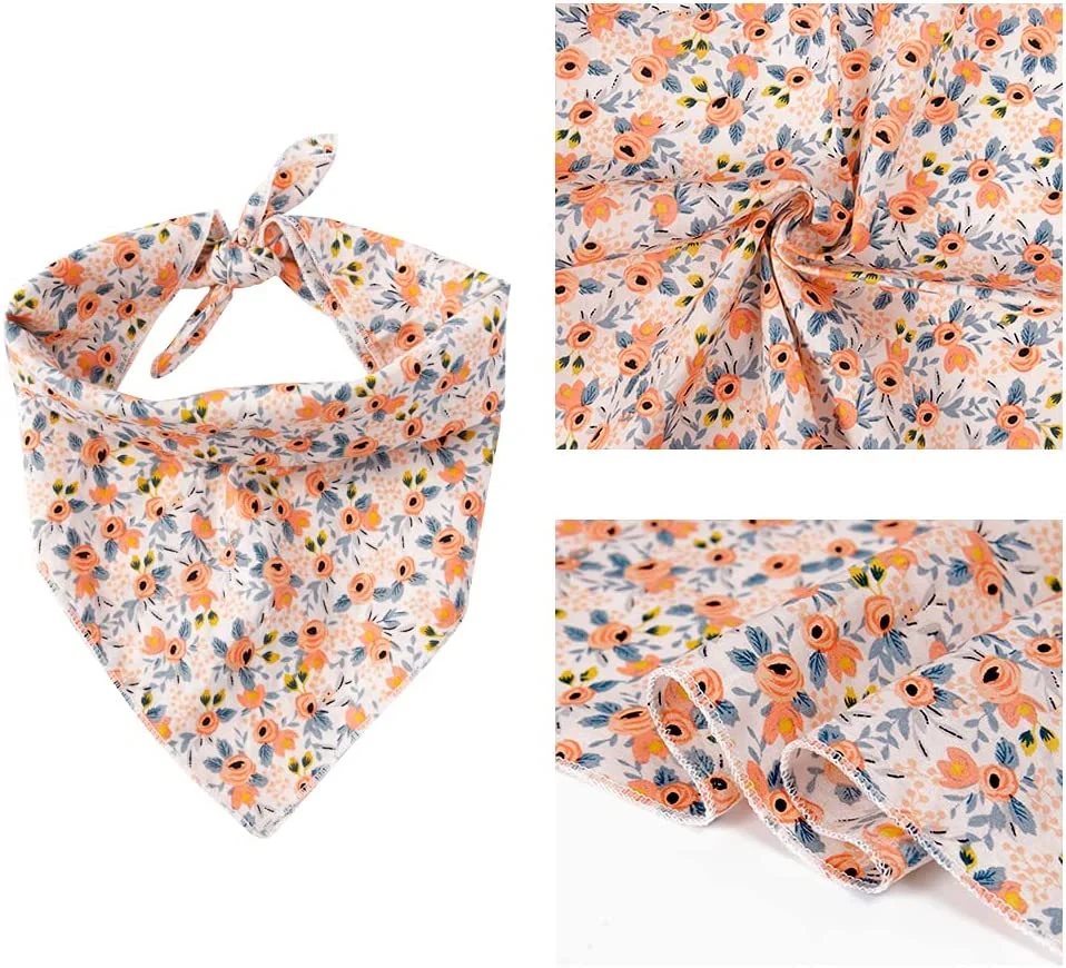 Dog Bandanas Floral Dog Scarf Washable Kerchief Bibs Bandana Accessories for Medium Large Dogs Pet