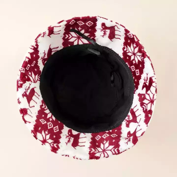 Designer Custom Logo Elk Basin Hat Polyester Winter Christmas Fisherman Bucket Hat