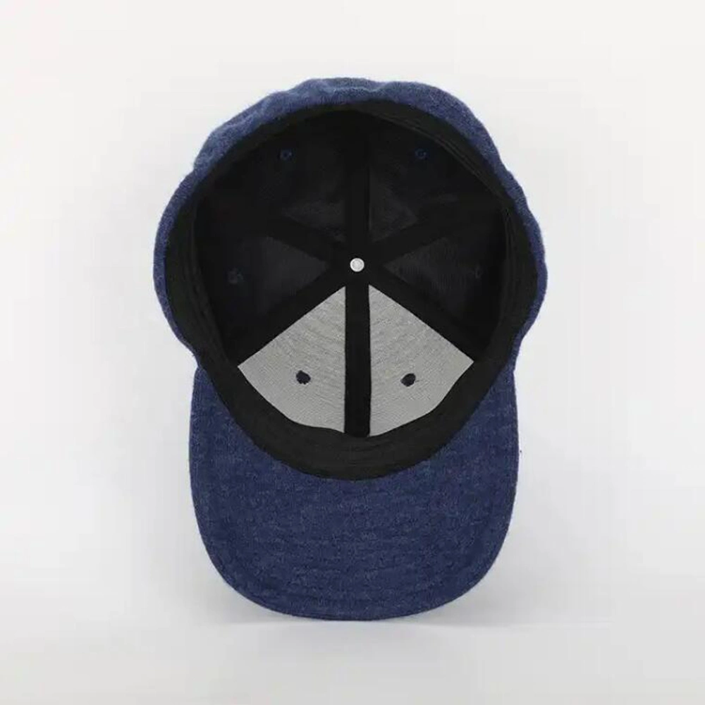 Wholesale Custom Design Trendy 6 Panel Sport Velvet Suede Wool Dad Hat OEM Embroidery Logo Navy Blue Woolen Gorras Mens Classics Baseball Cap