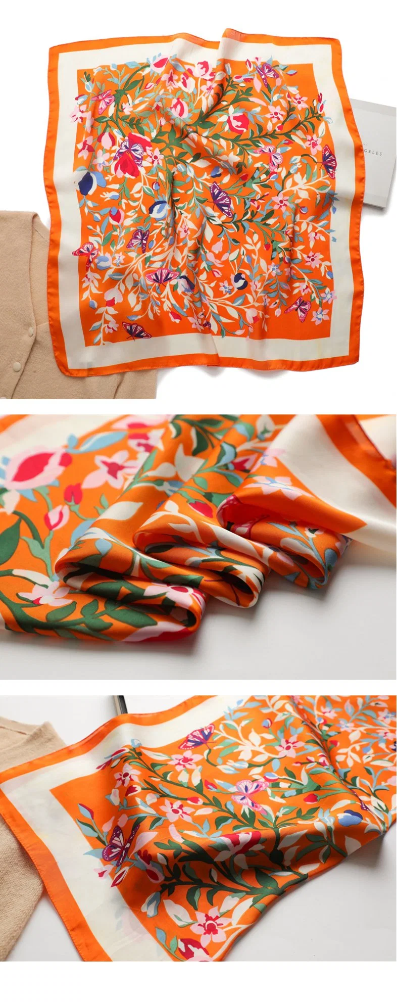 Manufacturer Ladies Silk Head Wraps Scarves New Trend Women Print Pattern Silk Square Polyester Scarf Bandanas