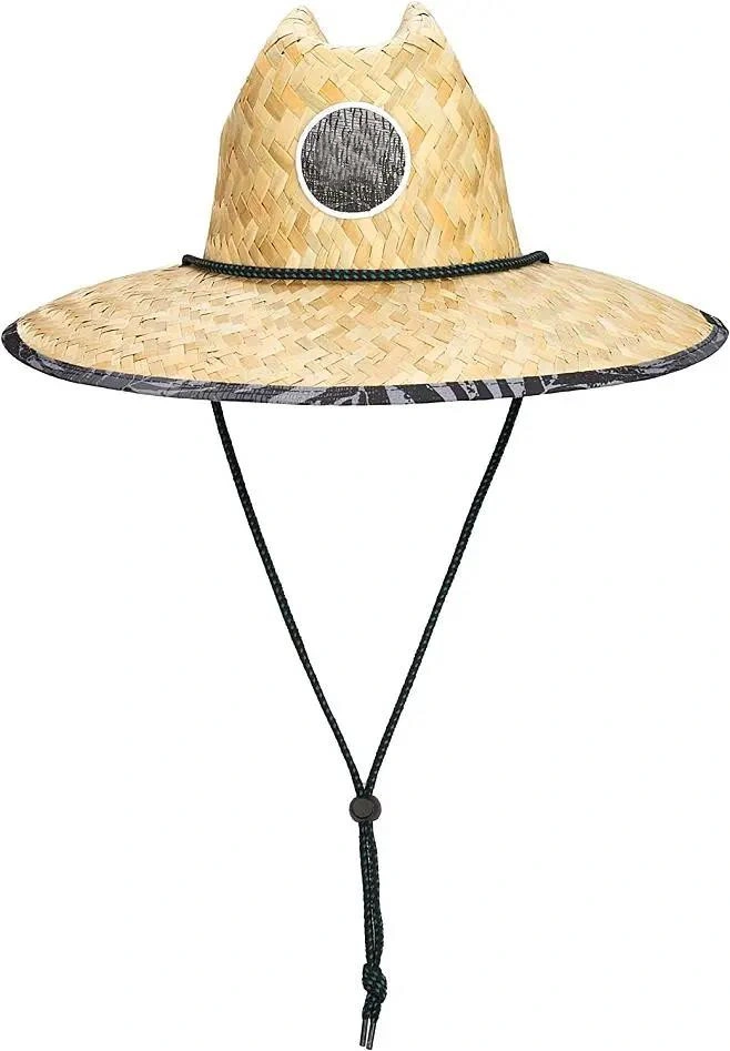Weaved Ocean Pacific Beach Style Prints Lifeguard Upf 50 Sun Summer Hat with Adjustable Chin Cord Straw Hats