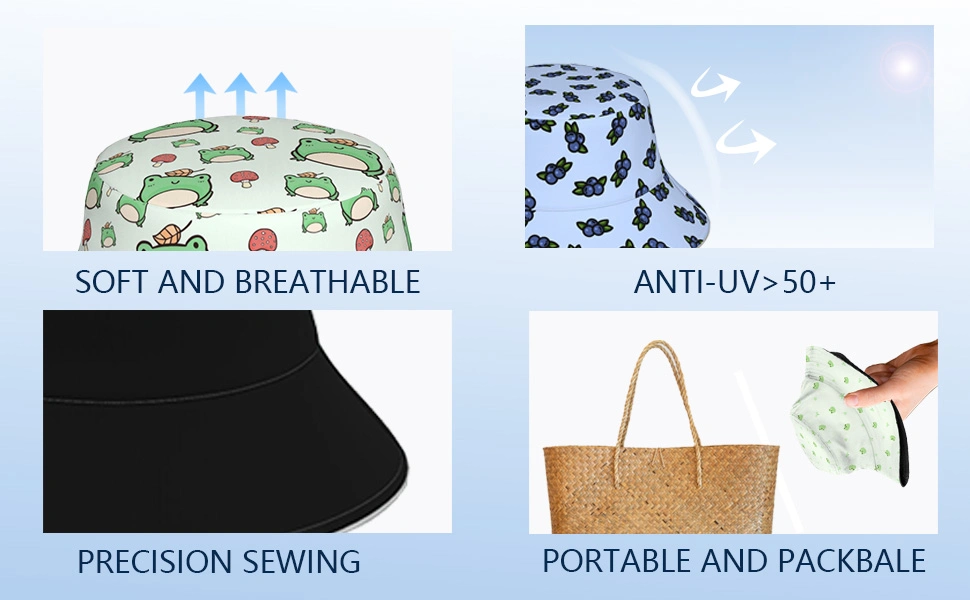 Custom Fashion Design Printed Summer Beach Protection Sun Protection Children Sun Cap Reversible Kids Bucket Hat