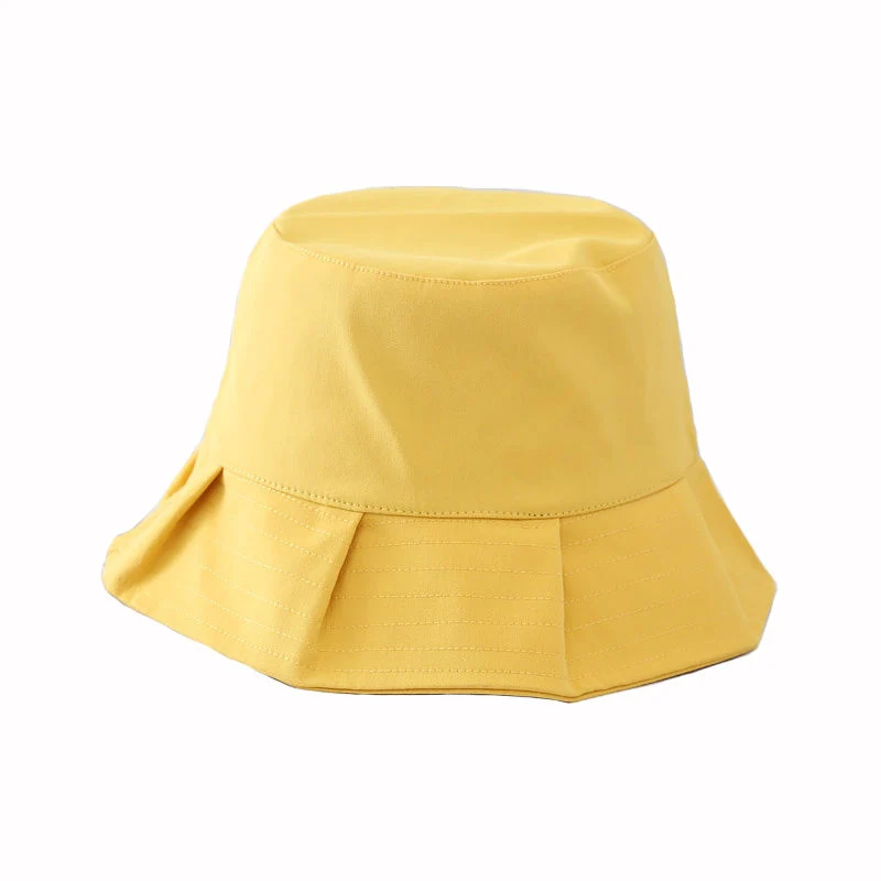 Spring and Summer Pleated Lace Simple Bucket Hat Outdoor Fashion Women&prime;s Bucket Hats Customizable Sunscreen Bucket Hat