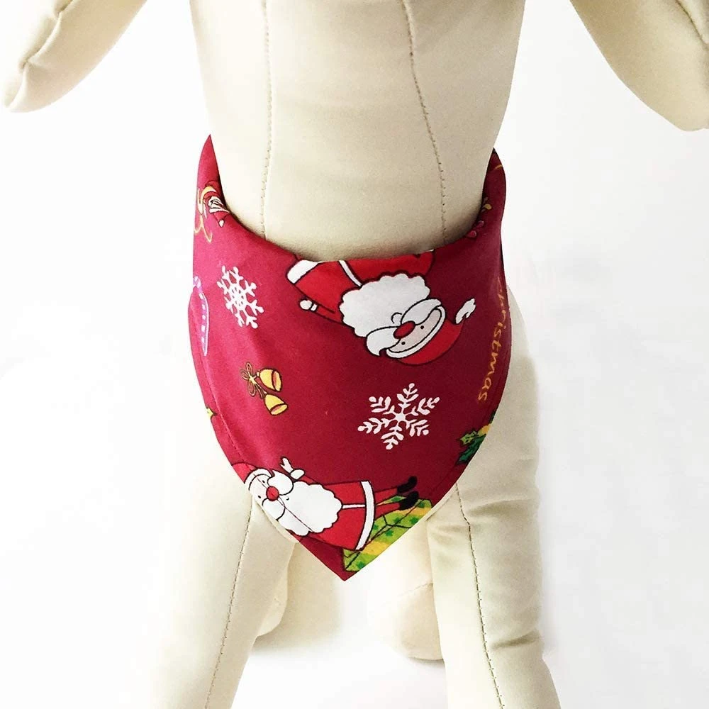 Christmas Dog Triangle Bibs Bandana Santa Pattern Scarf Kerchief Head Scarves Xmas Party Costume Supplies