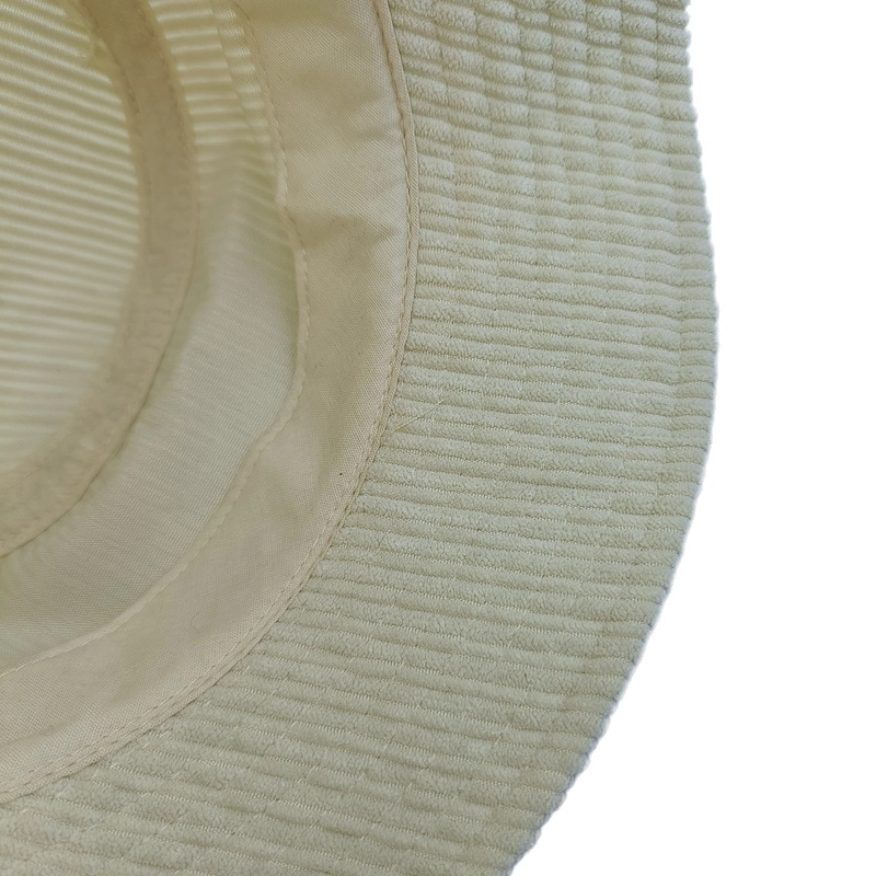 Corduroy Beige Soft Fashion Bucket Hat with Custom Embroidery