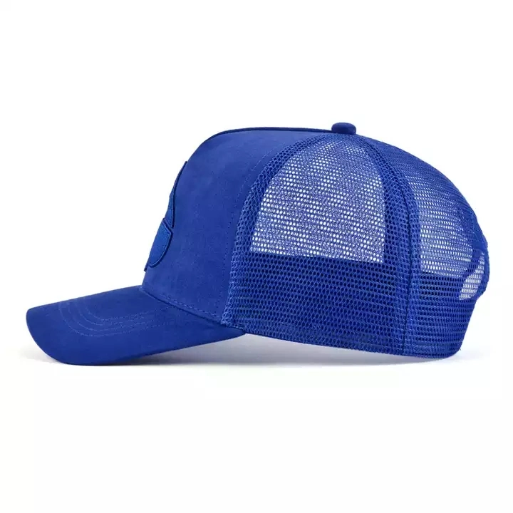 Wholesale OEM Custom Fashion 5 Panel Embroidery Logo Mesh Snapback Cap, Outdoor Unisex Gorras, Classic Suede Trucker Cap