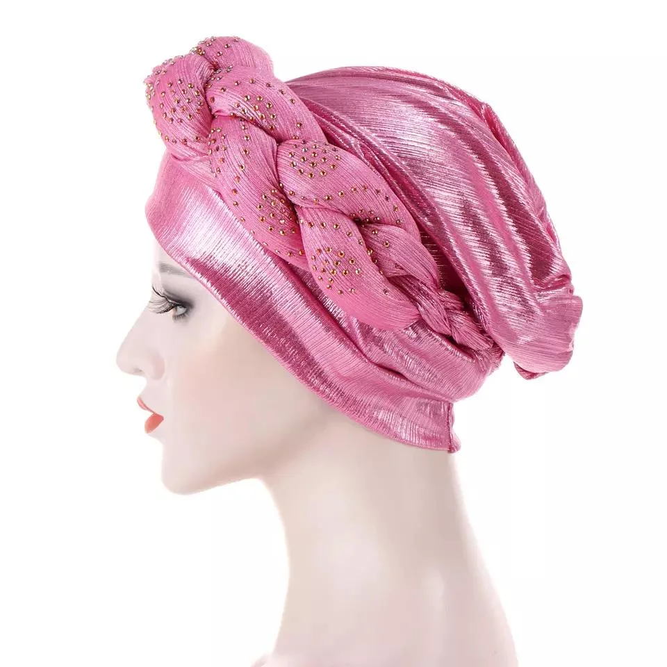 Turban Hats Women Muslim Beads Headscarf India Turban Hat for Women