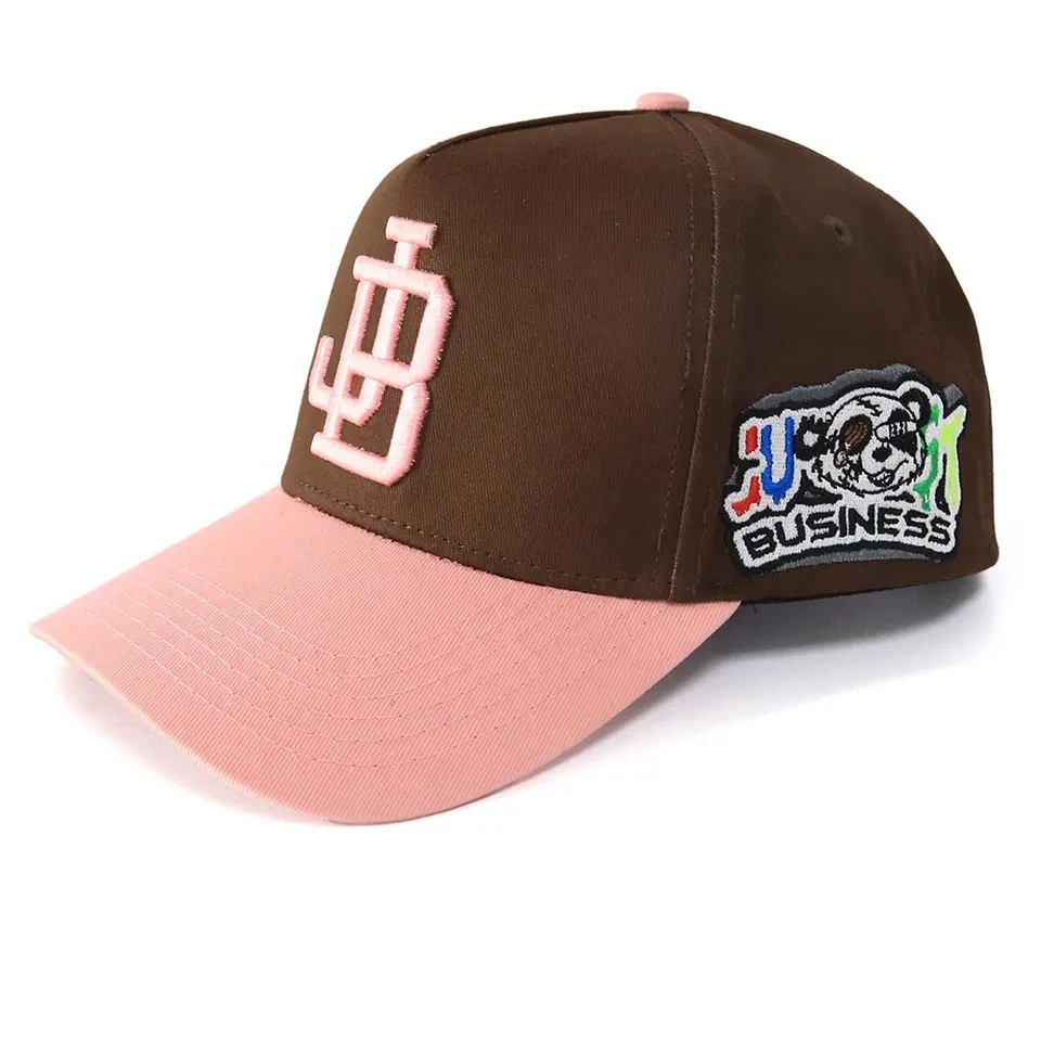 Customized Fashion Personalized Custom Contrast Colors Design Caps Summer Pink Brown Two-Tone Colour a Frame 5 Panel High Profile Baseball Hats