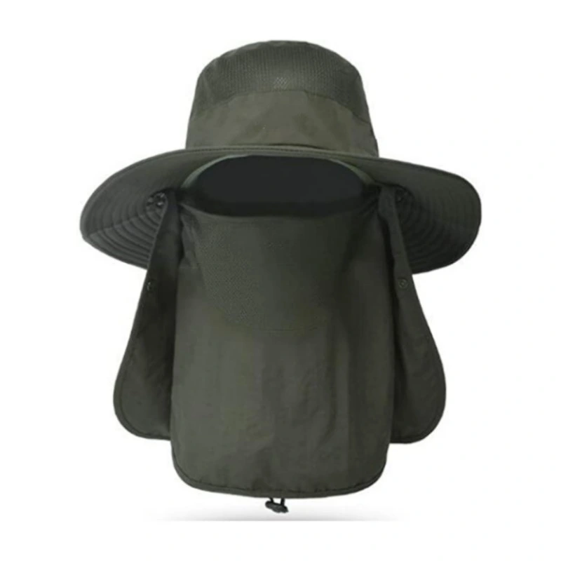 Waterproof Detachable UV Sun Protection Neck Flap Wide Brim Bucket Fishing Hat