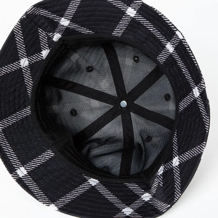 Round Top Cute Polyester Bucket Hats Bulk Personalized Plaid Kids Children Bucket Hat