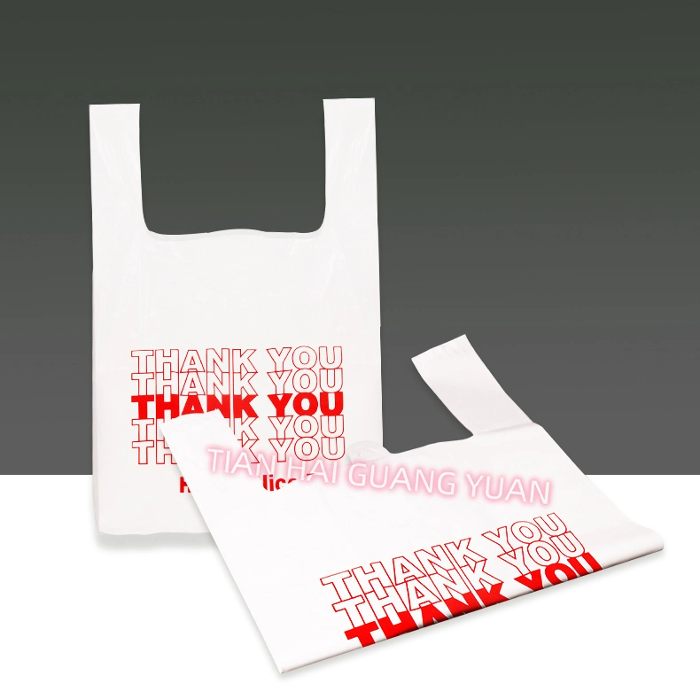 Shopping Plastic Bag Thank You Logo Printed Custom Size Color T-Shirt Bags