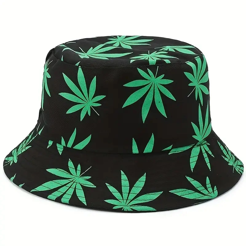 New Leaf Bucket Hat Korean Version Duplex Prints Versatile Travel Sun Visor Hat for Men and Women Fashion Printing Basin Hat