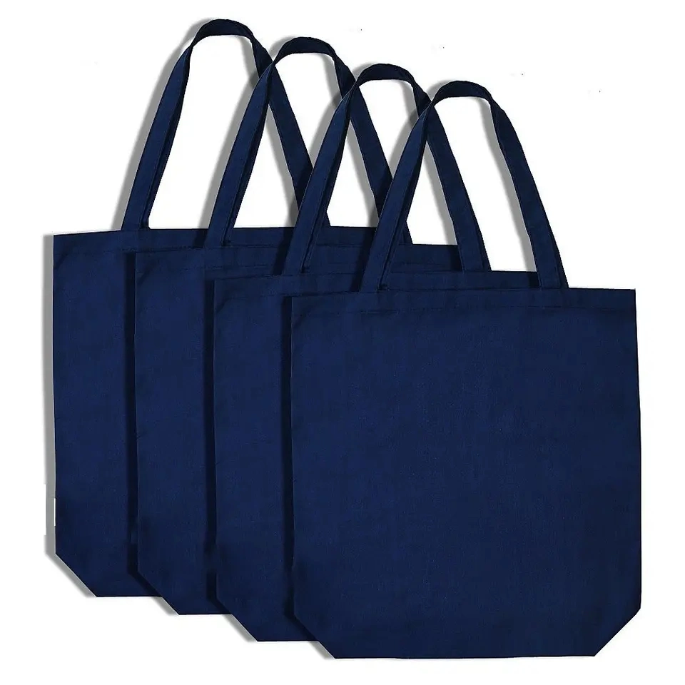 Wholesale Customised Cheap Grocery Reusable Shopper Shopping Black Cloth Canvas Fabric Tote Bag