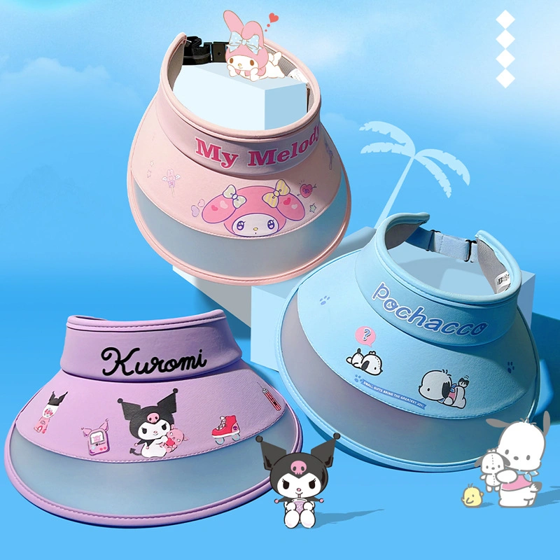 Ruunjoy Sanrio Anime Figure Kuromi My Melody Cartoon Cute Children Outdoors Sports Camping Sun Shade Hat Summer Girls Empty Top Hat