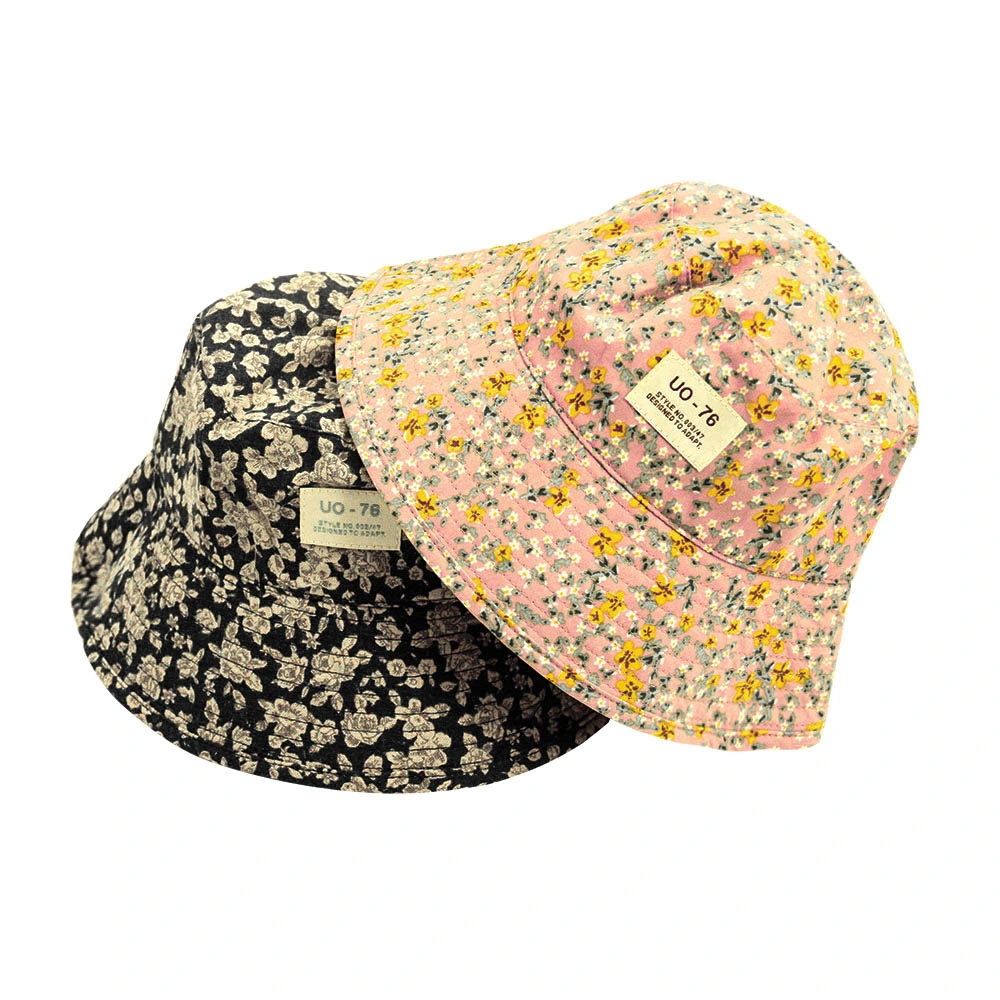 Outdoor Custom Polyester Print Flower Fisherman Bucket Hat with Private Label