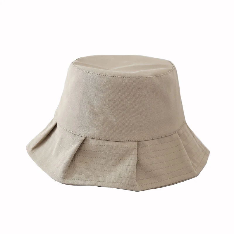 Spring and Summer Pleated Lace Simple Bucket Hat Outdoor Fashion Women&prime;s Bucket Hats Customizable Sunscreen Bucket Hat