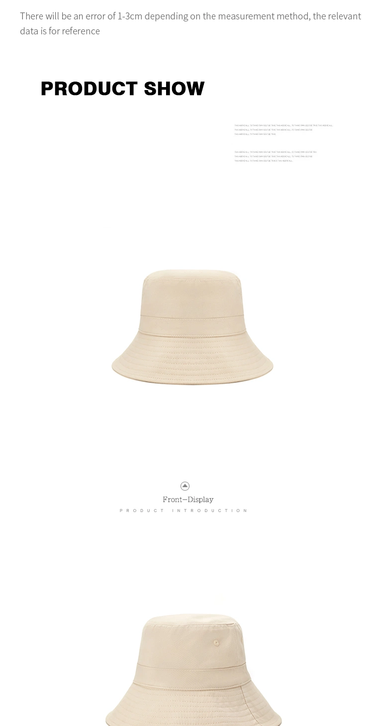 Spring Summer Outdoor Sun Protection Fashion Cotton Bucket Hat Fisherman Hat for Women Men