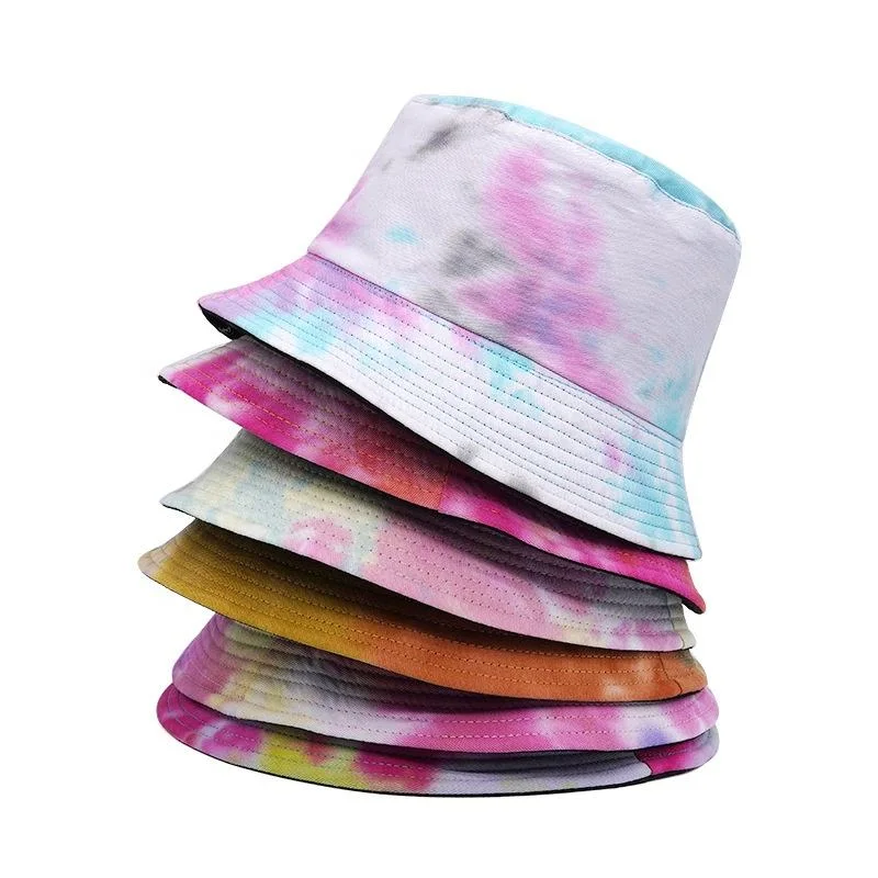 Tie Dye Bucket Hat Men Women Cotton Fisherman Hat Sun Protection for Summer Outdoor Traveling Hat