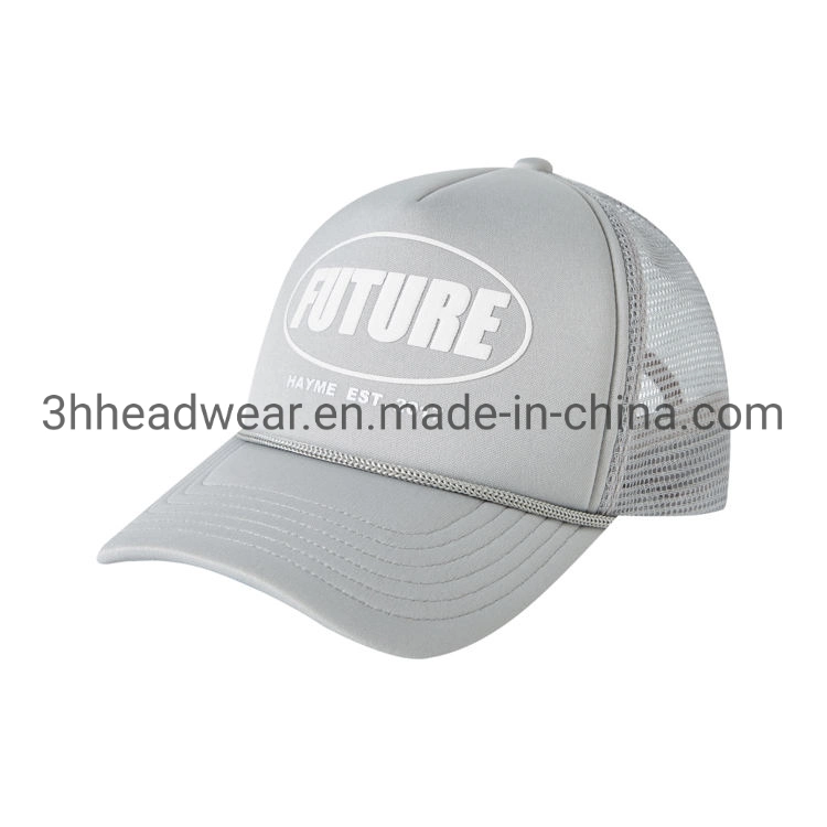 Customise Foam Trucker Hat Rope Puff Print 5 Panel Mesh Trucker Cap Hat