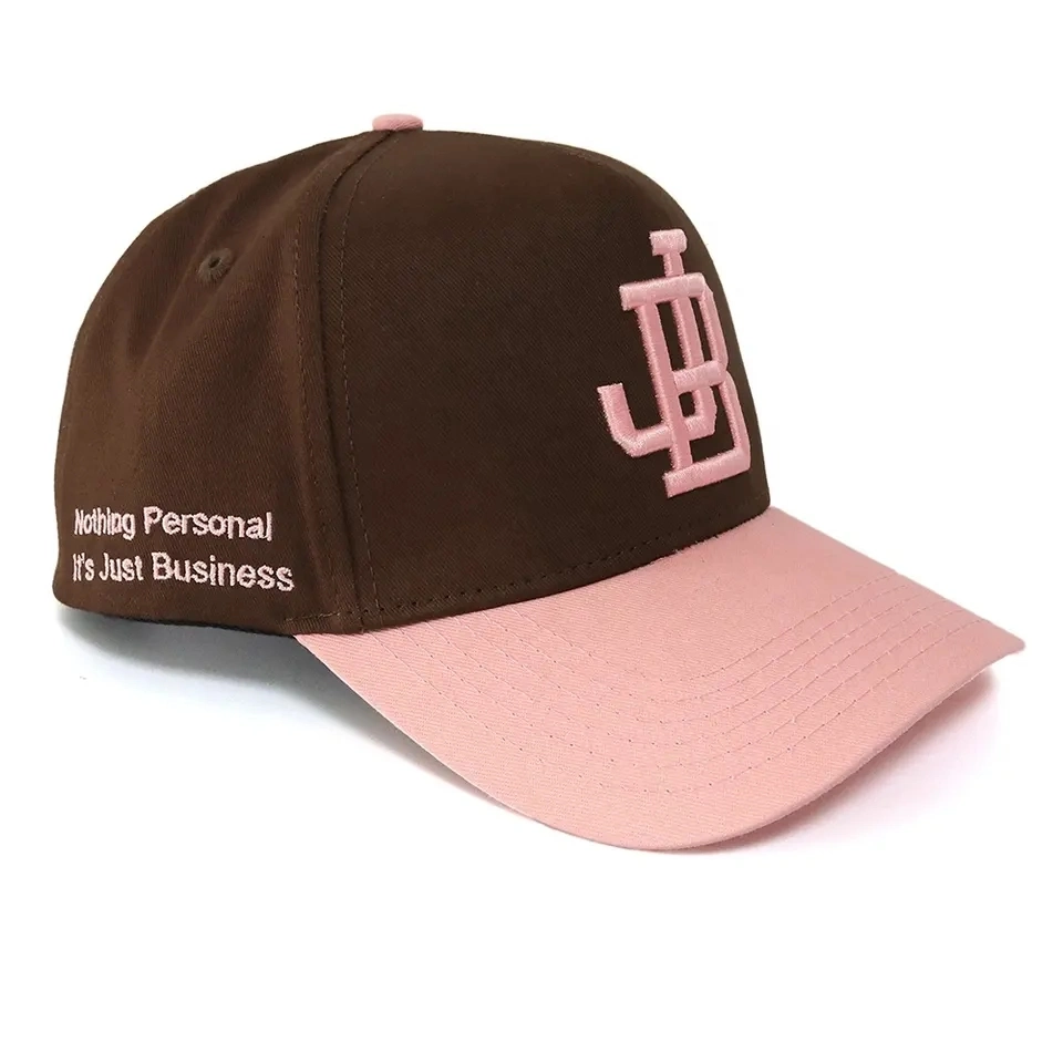 Customized Fashion Personalized Custom Contrast Colors Design Caps Summer Pink Brown Two-Tone Colour a Frame 5 Panel High Profile Baseball Hats
