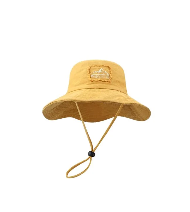 Manufacturer Custom Spring Summer Large Brim Sun Protection Climbing Hat Windproof Rope Bucket Hat Fisherman Hat