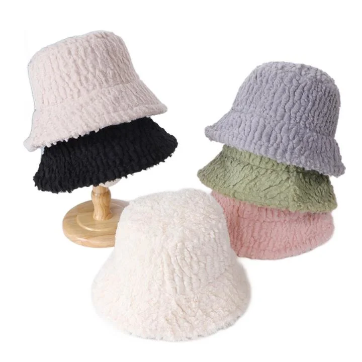 Wholesale Custom Winter Thickened Warm Terry Unsix Bucket Hat Fisherman Hat for Outdoor Activities