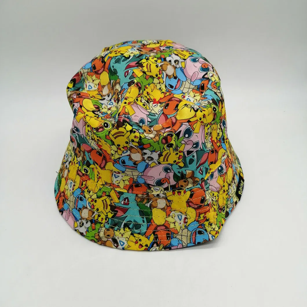 Cheap Children Outdoor Bucket Custom Sublimation Printing Polyester Summer Beach Kids Bucket Hats BSCI Factory