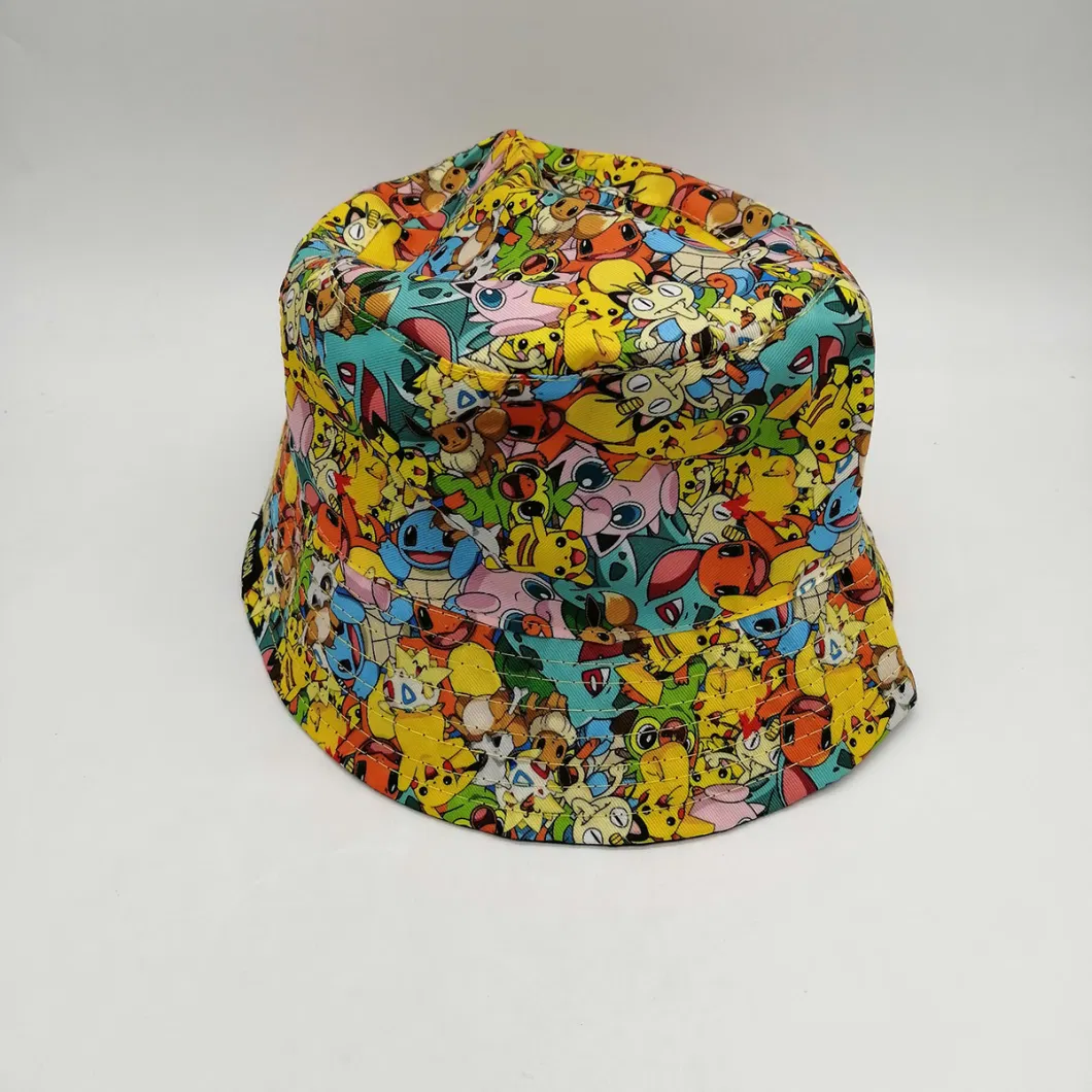 Cheap Children Outdoor Bucket Custom Sublimation Printing Polyester Summer Beach Kids Bucket Hats BSCI Factory