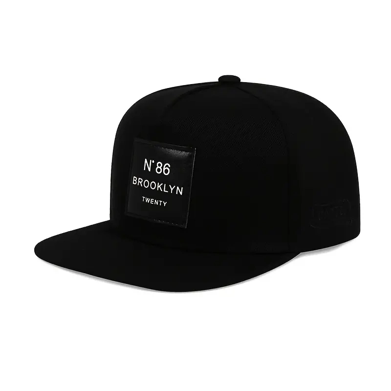 Unisex Sunshade Simple Flat Brim Hat with Trendy Patch Street Cap Outdoor Sport Baseball Caps