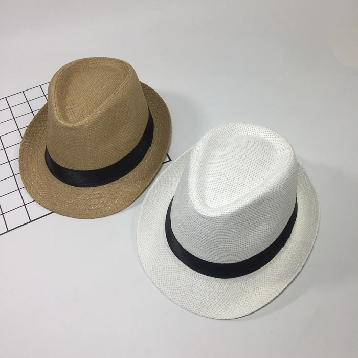 Custom Paper Straw White Custom Panama Chapeau Men&prime;s Sombrero Fedora Hat with Ribbon
