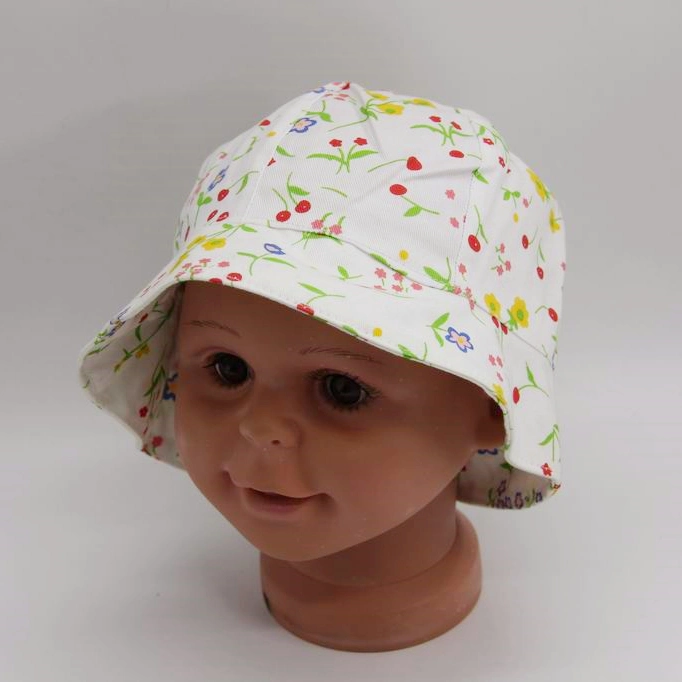 Cotton Baby Fisherman Hat with Floral Print for Summer Sun Protection