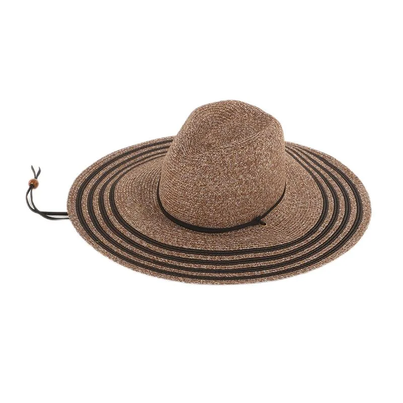 New Design Multi Striped Beach Straw Hat Fashion Lifeguard Sun Floppy Hats