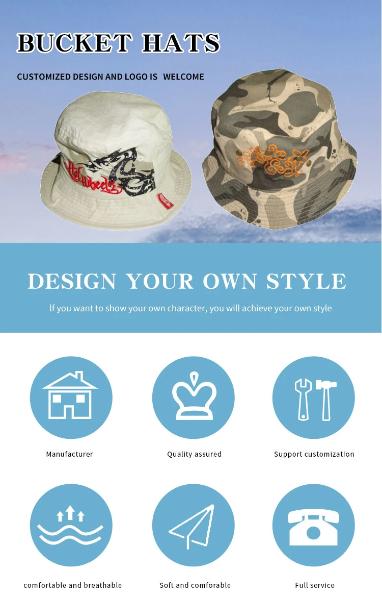 Summer Custom Sublimation Printing Bucket Hat All Over Printing Bucket Hats