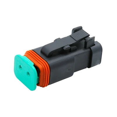 Dt06-2s-E005 Deutsch Automobile Waterproof Connector 2p Male and Female Butt Connector Plug with Flat Tail Cover, Customizable Cable Assembly