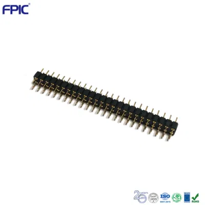 Fpic 2.54mm Pitch 2 Pins Pin Header SMT Type Black Color Electrical Connector Widely Used in Electric Area