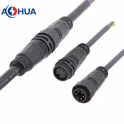  Aohua IP67 Circular Power Signal Connector M20 Pre-Molded Male and Female Docking 5pin Threaded Connector Solar Streetlight Elecrical Wire Connector