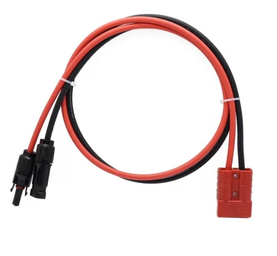  50A 600V Double Hole Battery Connector with 5 Meter 4mm2 Cable Wire Red and Black for Solar Panel