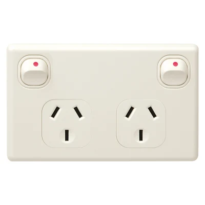 Australia Electric Products a Series White 2 Gang Power Point Switch Socket