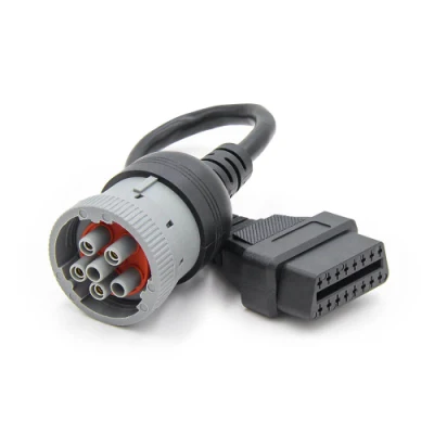 OEM ODM J1939s 9 Pin Deutsch Connector dB9pin Female to OBD2 Truck Diagnostic OBD 2 Power Adapter Cables 16 Pin