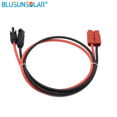 50A 600V Double Hole Battery Connector with 1 Meter 4mm2 Cable Wire Red and Black for Solar Panel