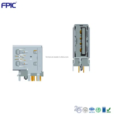 Upright Long Socket Electronics USB a Type Receptacle PCB Connector