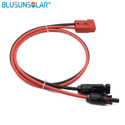 50A 600V Double Hole Battery Connector with 2 Meter 4mm2 Cable Wire Red and Black for Solar Panel